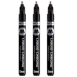 Molotow Liquid Chrome Marker, 2 mm, with Special Ink Mirror Effect. 3 pack. NIB!